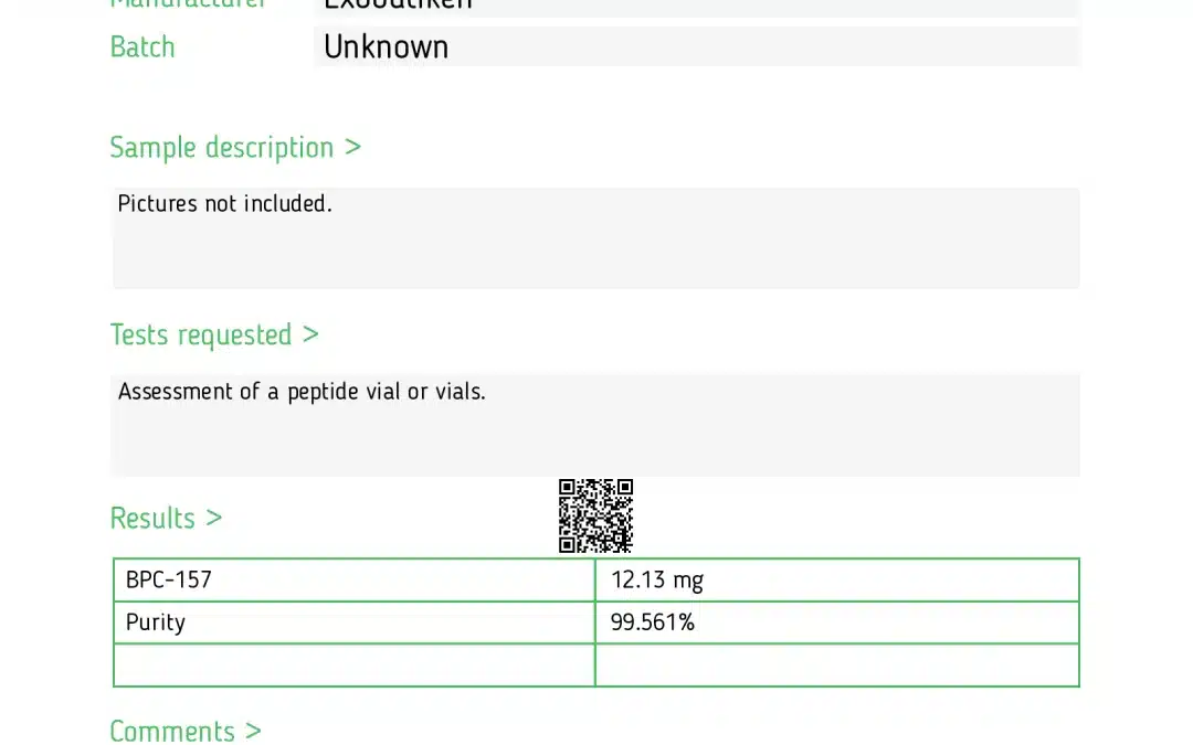 BPC-157 12,13 mg peptid – Påskyndar läkning av senor, leder, muskler och mag-tarmkanalen.