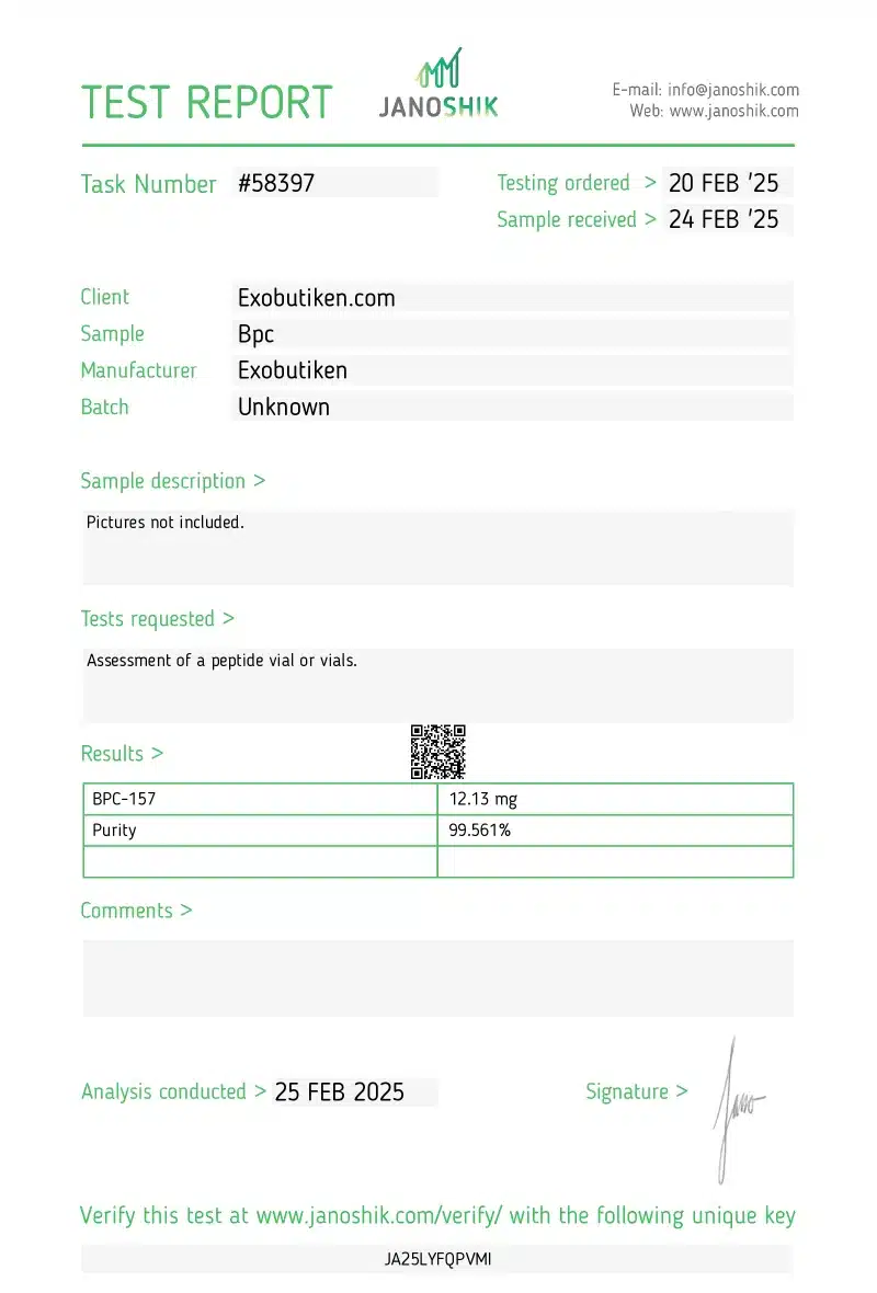 BPC-157 12,13 mg peptid – Påskyndar läkning av senor, leder, muskler och mag-tarmkanalen.
